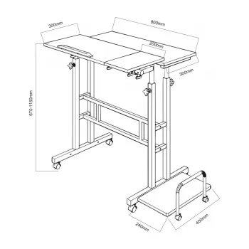 Tavolino mobile per laptop Maclean, bianco, 80x60cm, max 50kg, altezza regolabile 67-115cm, MC-124 W