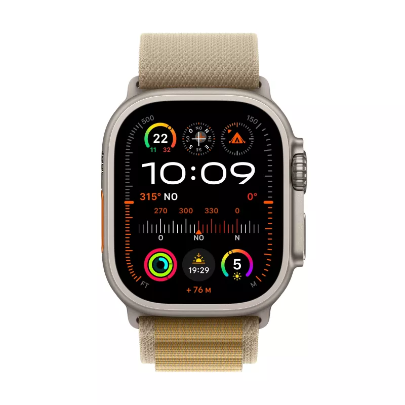 Apple Watch Ultra 2 GPS + Cellular 49mm cassa in titanio naturale con cinturino Alpine Tan – Medium (MX4F3FD/A)