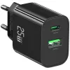 Caricabatterie USB usams USA001629 25W 1×USB-C + 1×USB-A ricarica rapida
