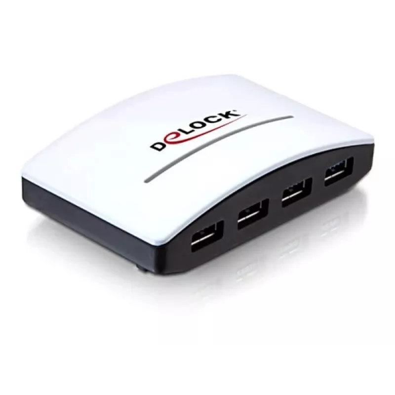 Hub USB DeLOCK 4 porte 5000 Mbit/s nero bianco