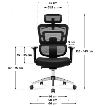 Sedia da ufficio girevole mark adler Expert 4.9 modello 5701-65776 — mesh, poggiatesta regolabile, supporto lombare, altezza seduta 44–52 cm, carico max 150 kg