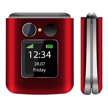 Telefono flip Beafon Fold 10 Silver Line rosso-argento Dual SIM