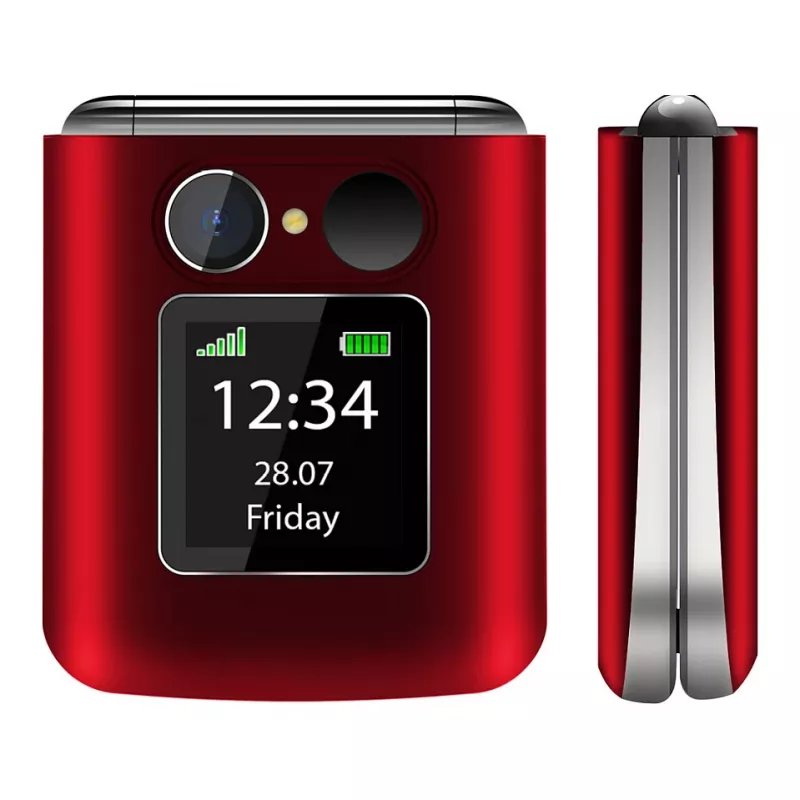 Telefono flip Beafon Fold 10 Silver Line rosso-argento Dual SIM