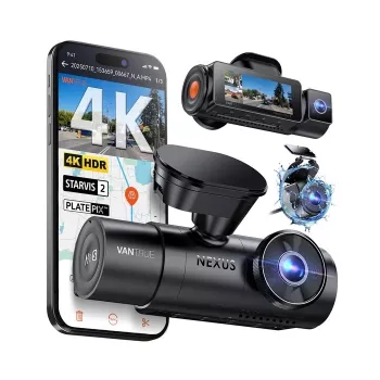 Dashcam auto VANTRUE N4 PRO S a 3 canali (anteriore + interna + posteriore), 3840x2160, F/1.8, Wi‑Fi, GPS, display 3,19 pollici