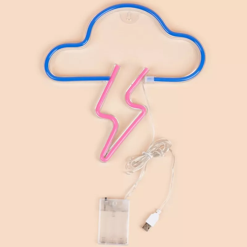 Luce neon MANTA SNL71BL Nuvola con fulmine Blu‑Rosa – insegna LED neon decorativa