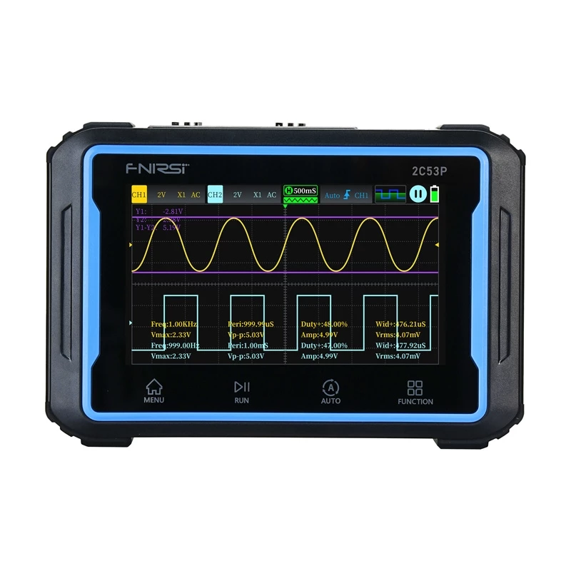 Oscilloscopio portatile 3-in-1 FNIRSI 2C53P con touchscreen da 4,3 pollici