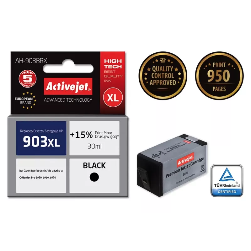 Activejet AH-903BRX inchiostro (sostitutivo per HP 903XL T6M15AE; Premium; 30 ml; nero)