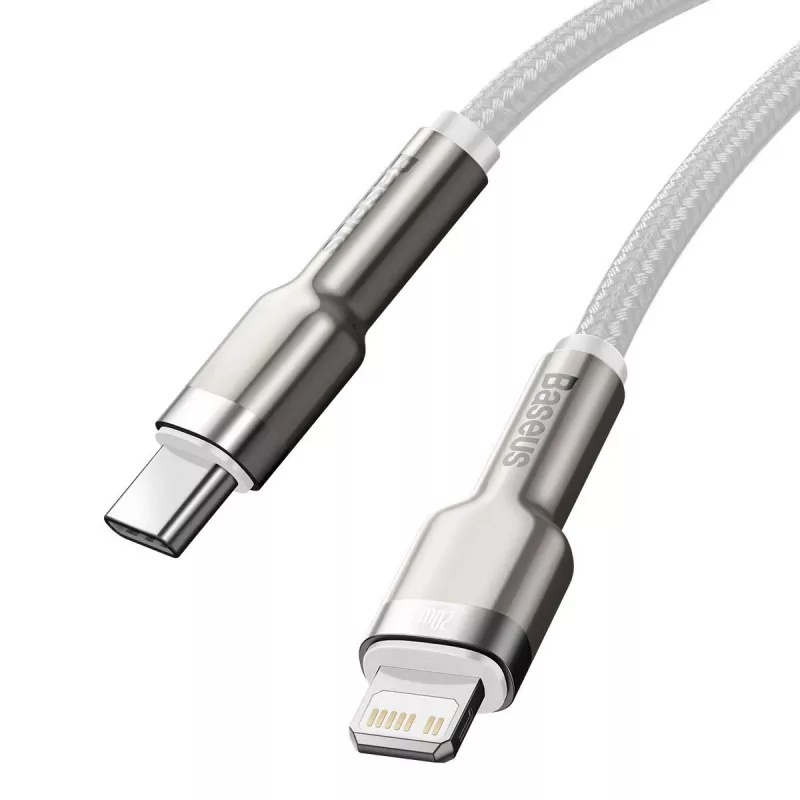 Cavo USB-C a Lightning Baseus Cafule 1 m, 20 W, custodia in zinco, bianco