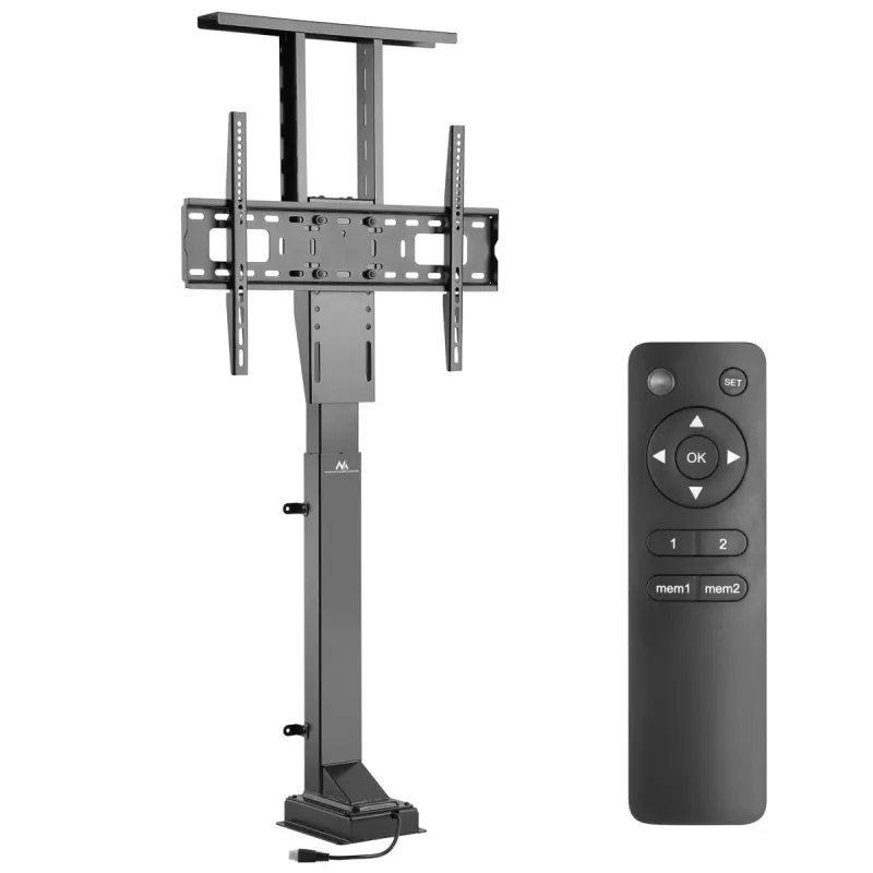 Maclean MC-866 supporto TV elettrico a scomparsa per 37-65 pollici (94-165,1 cm), telecomando, VESA fino a 600×400, max 50 kg, nero