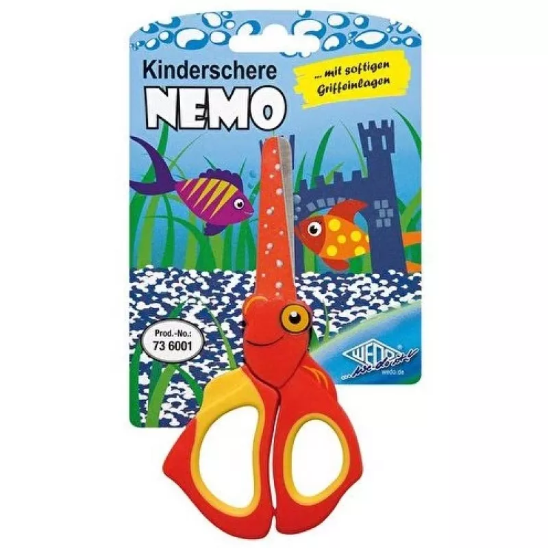 WEDO 73 6001 forbici per bambini per bricolage, taglio dritto, 130 mm, rosso-giallo