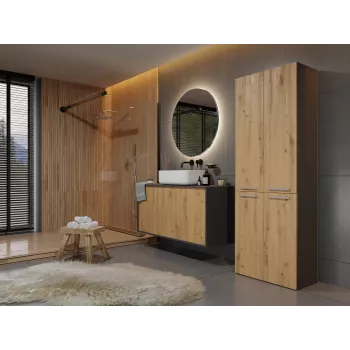 Mobile bagno a terra Topeshop NEL 1K DD ANT/ART KP grafite, rovere