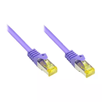 Cavo patch RJ45 con cavo grezzo Cat.7 e protezione leva di sblocco (RNS®), S/FTP, PiMF, senza alogeni, 600 MHz, OFC, viola, 0,5 m, Good Connections® (8070R-005V)