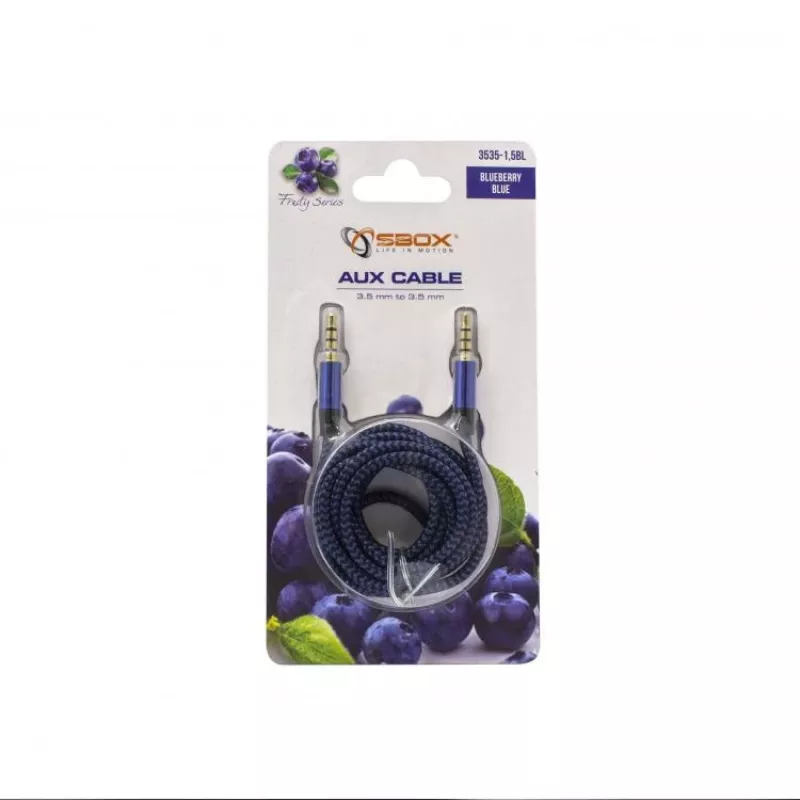 Cavo AUX Sbox 3535-1.5BL 3,5 mm a 3,5 mm blu mirtillo