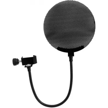 Filtro pop per microfono Omnitronic modello 60006250 metallo nero, antivento in mesh rotondo