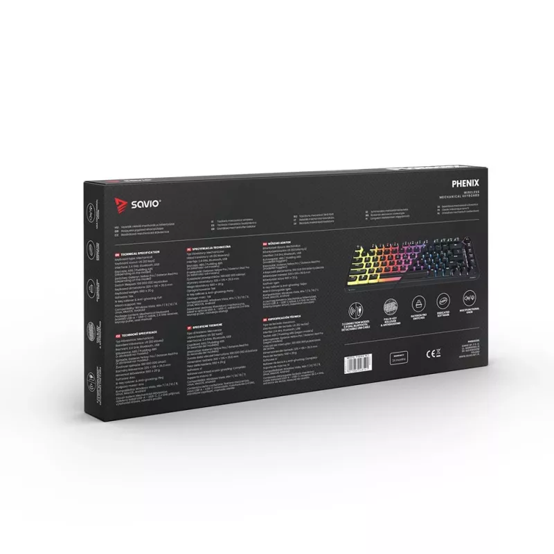 Tastiera gaming Savio SAVGK-PHENIX RED PUDDING meccanica RGB wireless