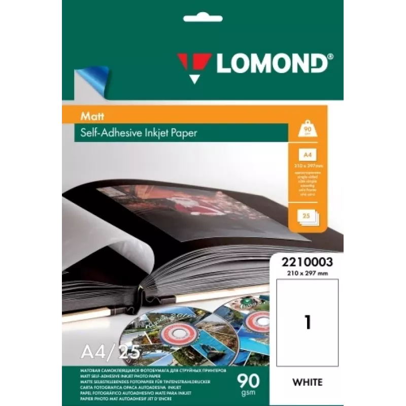 Carta fotografica inkjet adesiva Lomond opaca A4 25 fogli