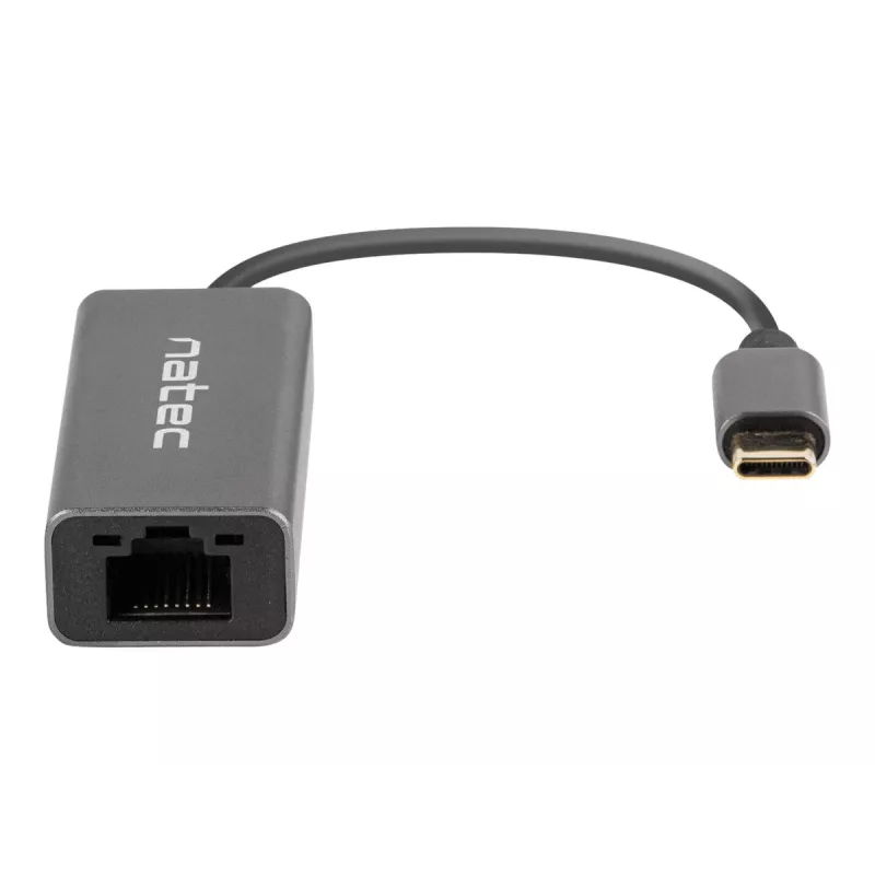 Natec Cricket NNC-1925 adattatore Ethernet da USB-C 3.1 Gen 1 a RJ45, 1000 Mbit/s, cavo da 15 cm, alluminio, grigio