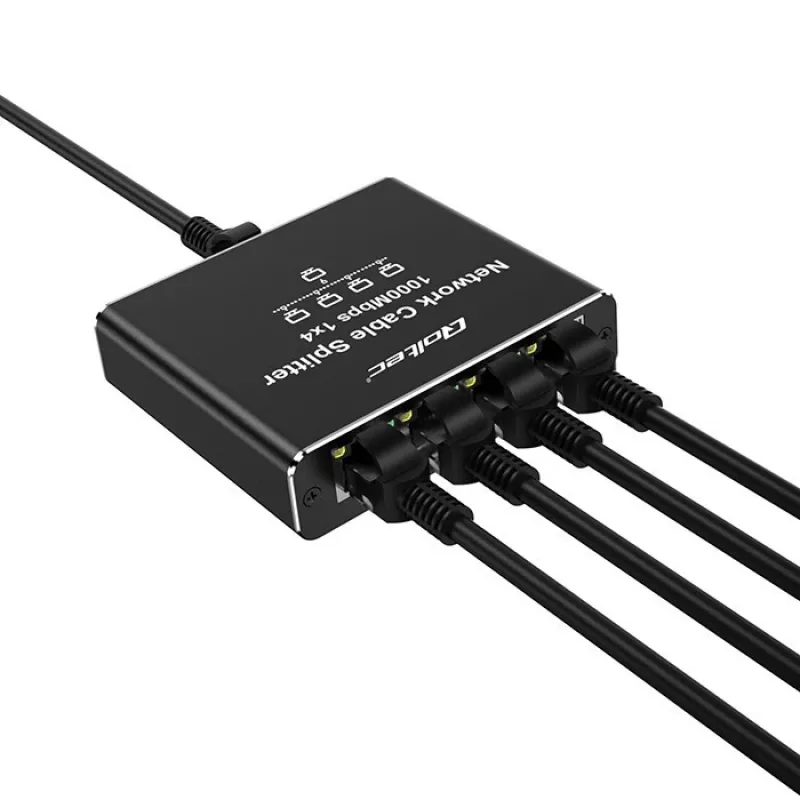 Mini switch Ethernet QOLTEC 52293 1x4 RJ45, splitter di rete unmanaged 1-in 4-out