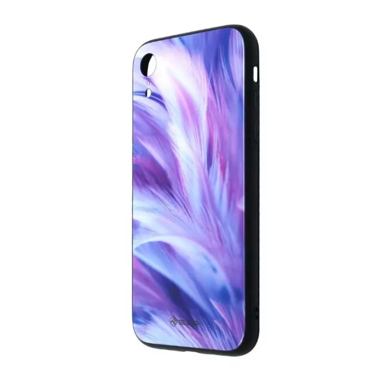Vetro protettivo per display Tellur Cover Glass print per iPhone XR con design piuma stampato