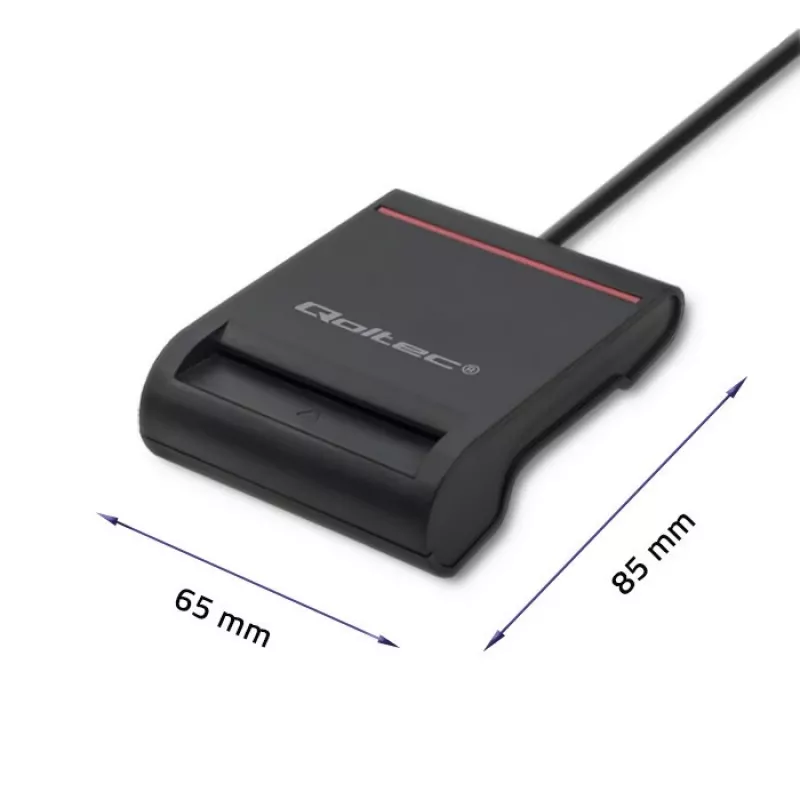 Lettore di carte ID QOLTEC Smart-Chip — USB, nero, 84,5×65×16 mm, 63 g