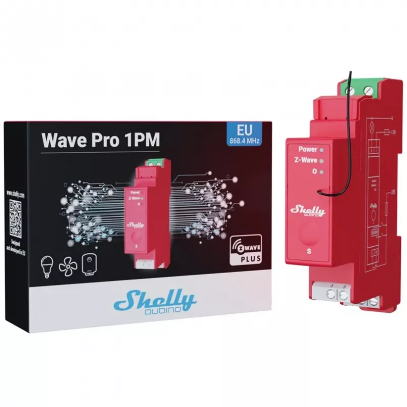 Relè a semiconduttore Shelly Qubino Wave PRO 1PM rosso 16A 110-240V