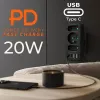 Power splitter MACLEAN MCE248 F/B — 3 prese AC (1x16A, 2x6A) e 4 porte USB (2xUSB‑A, 2xUSB‑C PD 20W), spina EU, nero