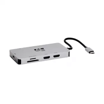 Dock USB-C Eaton Tripp Lite, doppio display - 4K 60 Hz HDMI, USB 3.2 Gen 1, hub USB-A, GbE, scheda di memoria, funzione di ricarica PD 100W, grigio - docking station - USB-C - 2 x HDMI - 1GbE (U442-DOCK