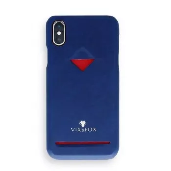 Custodia posteriore con porta carte VixFox per iPhone XSMAX, blu navy, cover posteriore con porta carte integrato
