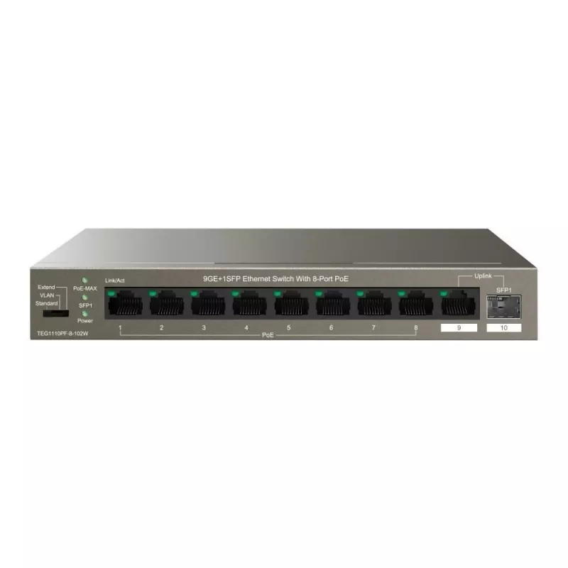 Switch unmanaged Tenda TEG1110PF-8-120W Gigabit Ethernet PoE 9 porte