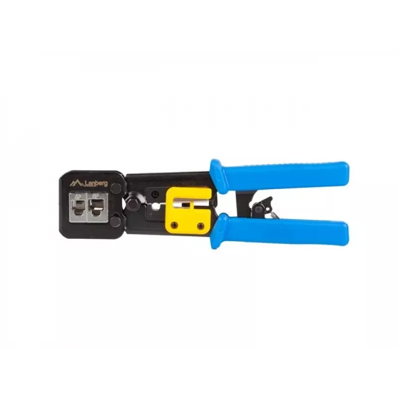 Lanberg NT-0204 pinza crimpatrice per connettori passanti RJ45, RJ12, RJ11, nera/blu