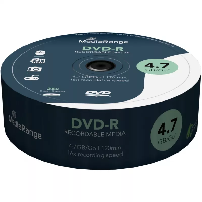 MediaRange - 25 x DVD-R - 4,7GB (120 min) 16x - Spindel (MR403)