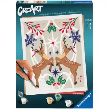 Ravensburger CreArt set di pittura – Renna di Natale (set di pittura creativo)