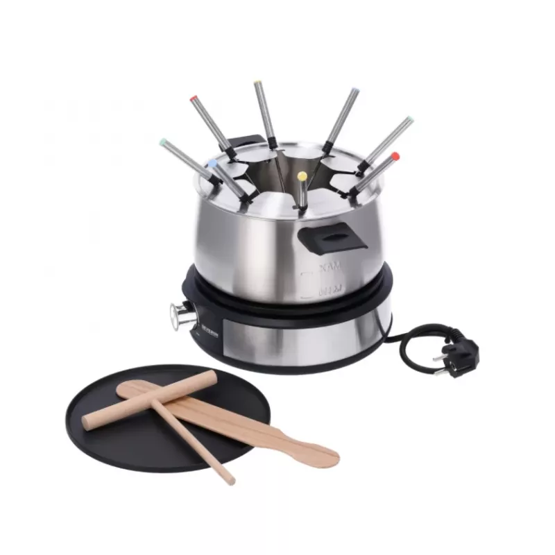Severin FO 2471 combinazione fonduta e crêpe, nero/acciaio inox