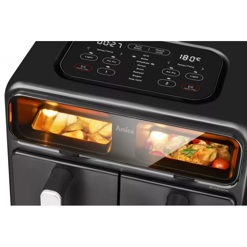 Amica AFM 7020 friggitrice ad aria doppia, 8 l, 2400 W, nera