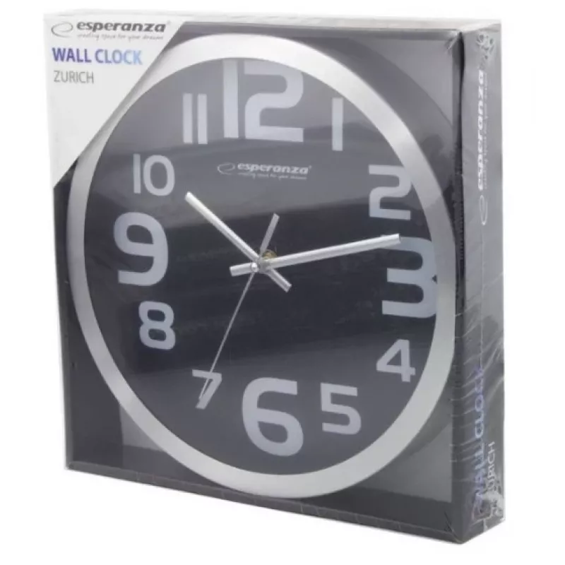 Orologio da parete al quarzo Esperanza Zurich EHC013K, ovale, nero/bianco