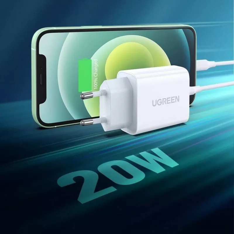 Ugreen alimentatore USB Power Delivery 3.0 Quick Charge 4.0+ 20W 3A (bianco)