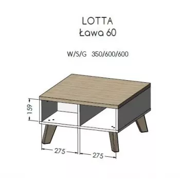 Cama LOTTA 60 Tavolino rovere Wotan/nero opaco