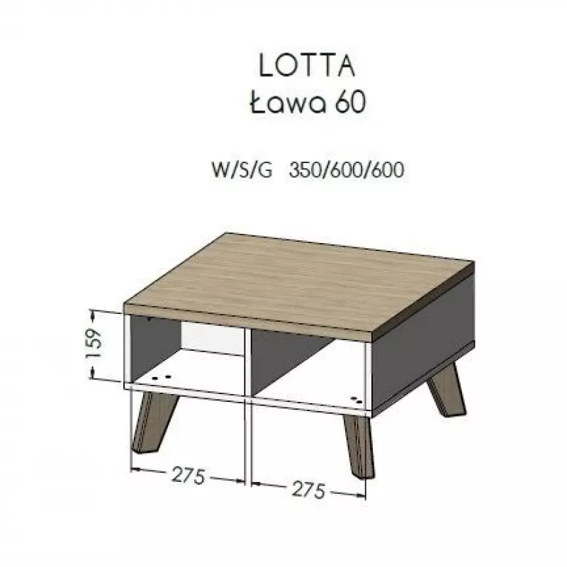 Cama LOTTA 60 Tavolino rovere Wotan/nero opaco