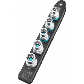 Set di chiavi a bussola Hazet 900E-SR/5 — attacco 1/2 pollice bussole TORX E12–E20 corte
