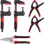 Set di morsetti Bessey DIY-SET1-A 5 pezzi con 4 morsetti e cesoia per lamiera
