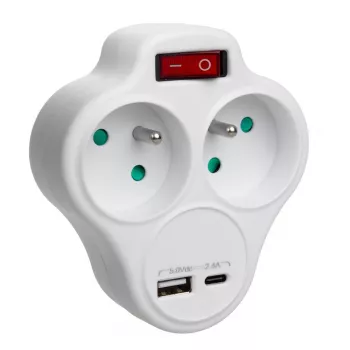 Prolunga doppia presa elettrica MACLEAN MCE336E con 2 porte USB, Type E