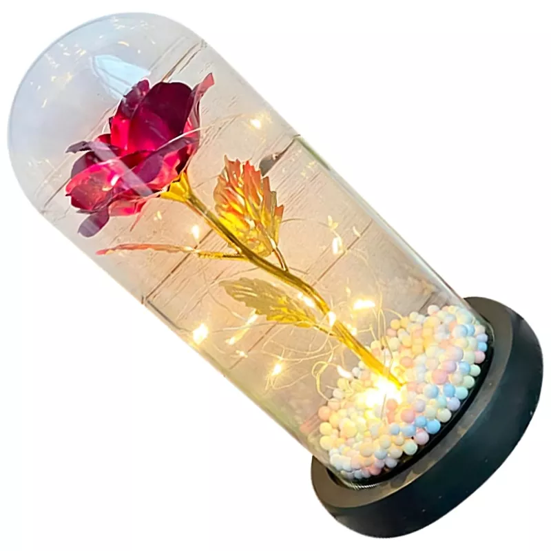 Rosa eterna in vetro Extralink Home, LED rosso luminoso