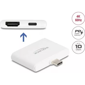 Adattatore DELOCK USB Type-C a HDMI 4K 60 Hz con dati e PD 94 W (modello 61087)
