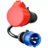 go-e CH-04-31 adattatore per Gemini flex 11 kW, CEE rosso 16 A trifase a CEE blu 16 A, IP55, 0,3 m, nero