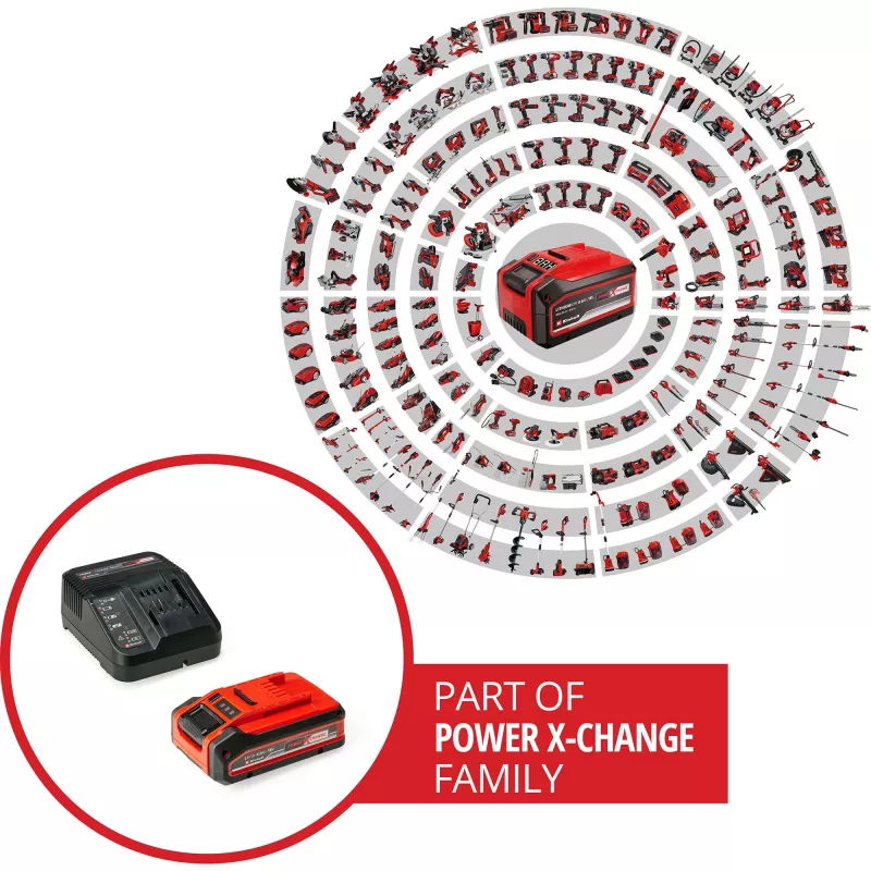 Martello perforatore a batteria EINHELL Power X-Change TE‑HD 18 Li, 18V, Li‑Ion 4,0 Ah Plus, con set punte e scalpelli