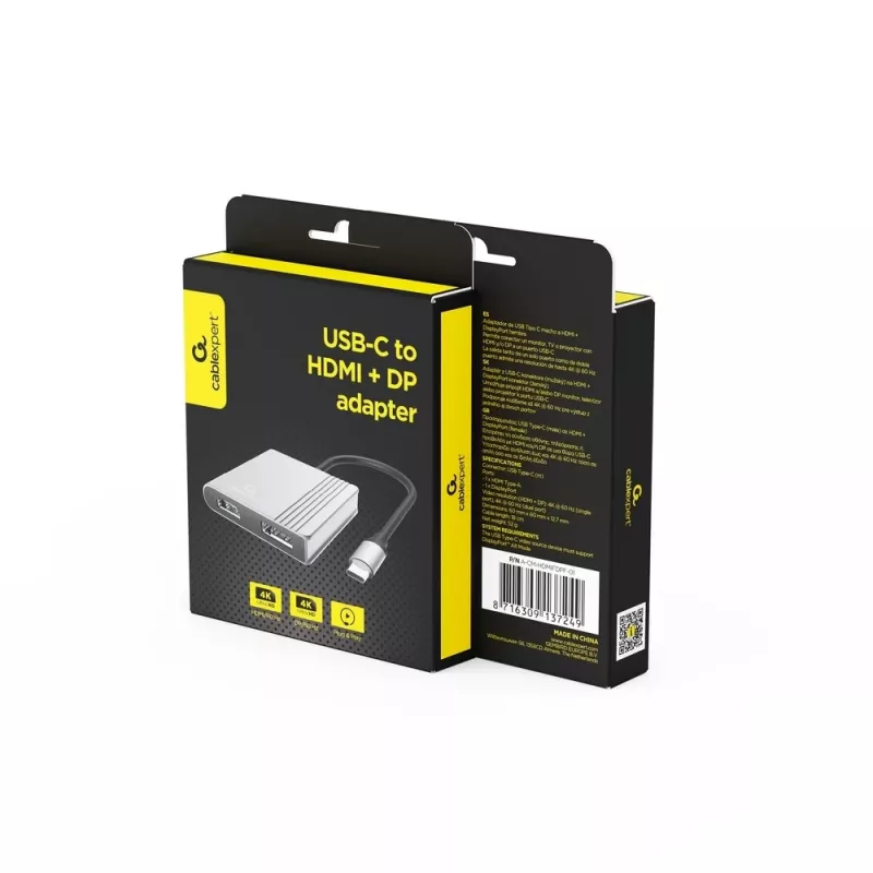 Adattatore I/O USB-C a HDMI/DP/A-CM-HDMIFDPF-01 GEMBIRD