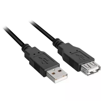 Cavo di prolunga USB 2.0, connettore maschio USB-A > connettore femmina USB-A nero, 1,0 metri, doppio schermo