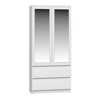 Armadio camera da letto Topeshop SS-90 BIEL LUSTRO 5 ripiani 2 ante bianco