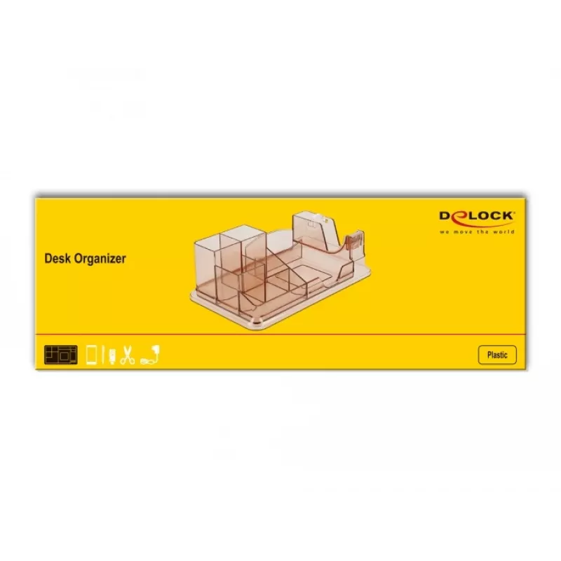 Organizer da scrivania DeLOCK 18341 trasparente marrone plastica 145x250x85mm