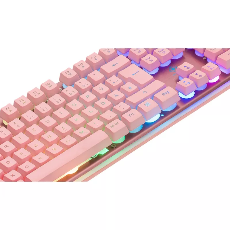 Deltaco GAM-021-RGB-P-DE - formato completo (100%) - USB - interruttori a membrana - QWERTZ - rosa